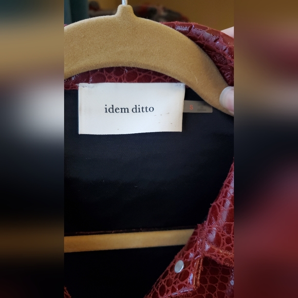 Red Snakeskin Vegan Leather Jacket - Picture 3 of 5